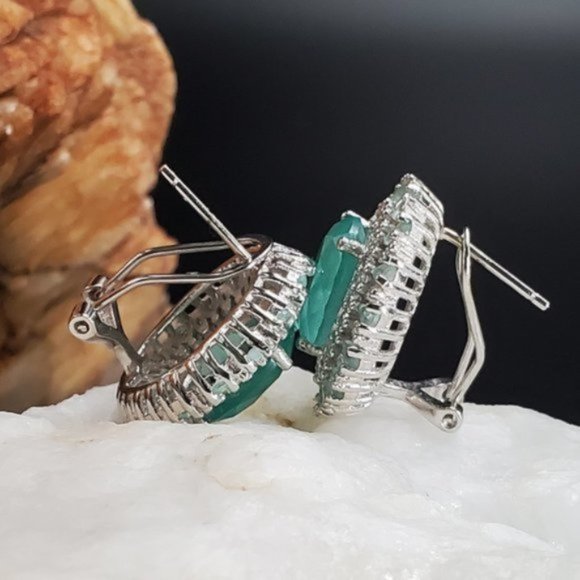 Sterling Silver 925 Earrings Natural Chalcedony Gem Designer Silversmith - Picture 3 of 11